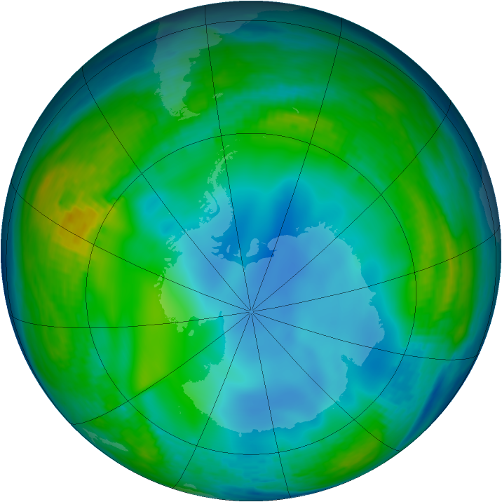 Antarctic ozone map for 20 June 1985